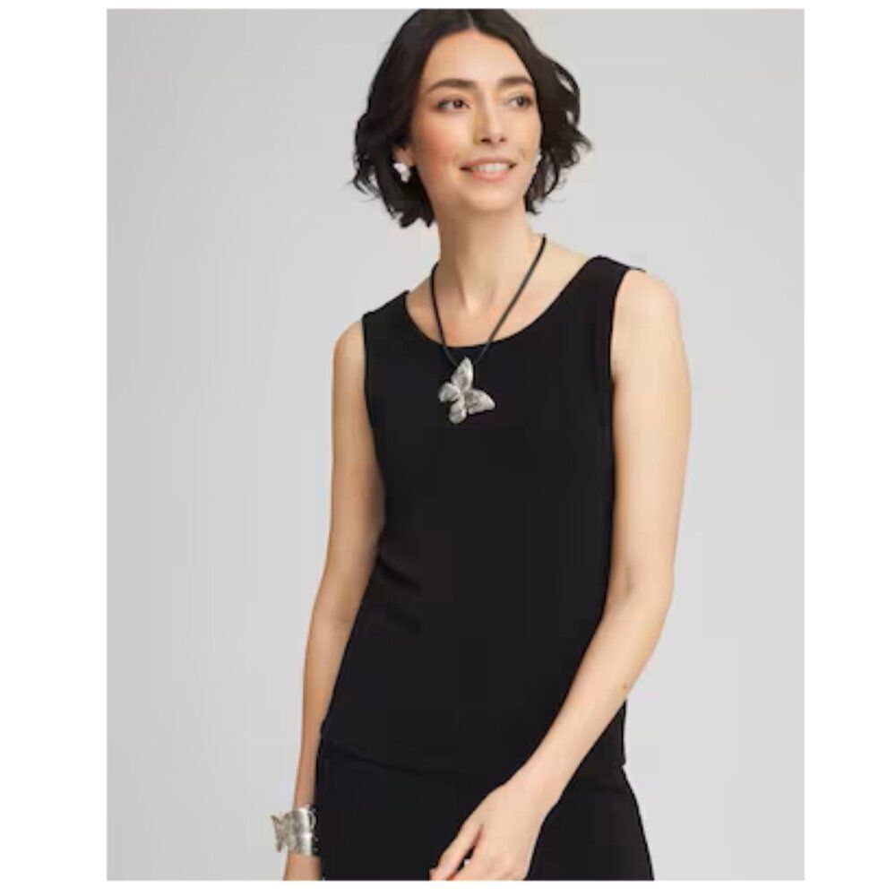 Travelers By Chico's Tank Top Size 3 (XL) Classic Black Sleeveless